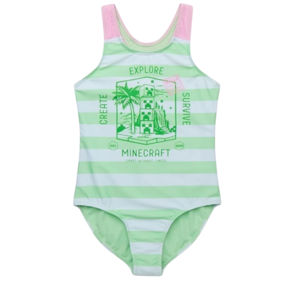 Girls Minecraft Bathing Suit Onepiece Swim